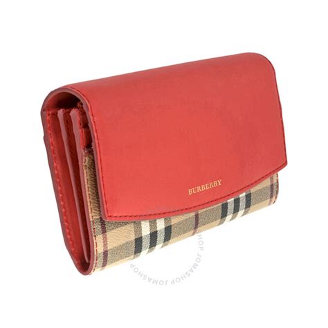 Burberry Porter Haymarket Check and Coral Red Leather 